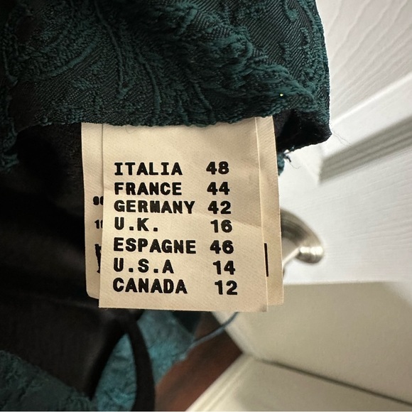 Size 12 Alysi Dark Teal Patterned Formal Mid Dress Gown with Chain Strap Detail - Picture 6 of 6